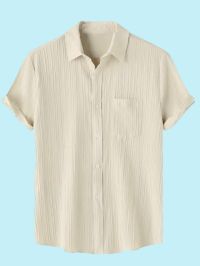 TAGDO Men's Solid Shirt with Chest Pocket Short Sleeve Shirt