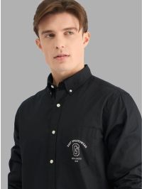 Men Black Regular Fit Solid Collar Neck Shirt