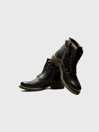 Hx London Leather Men Black Stylish High Top Laceup Boot