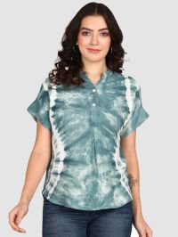 Maaesa Hand Done Multicolor Tie Dyed Rayon Slub Top