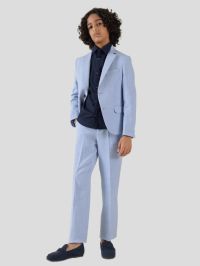 Boys Blue Regular Fit Blazer & Pants Two-Piece Suit Set
