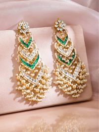 Royal & Emerald Green Bead Shoulder Dusters in 24K Gold