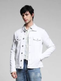 WHITE COTTON DENIM JACKET
